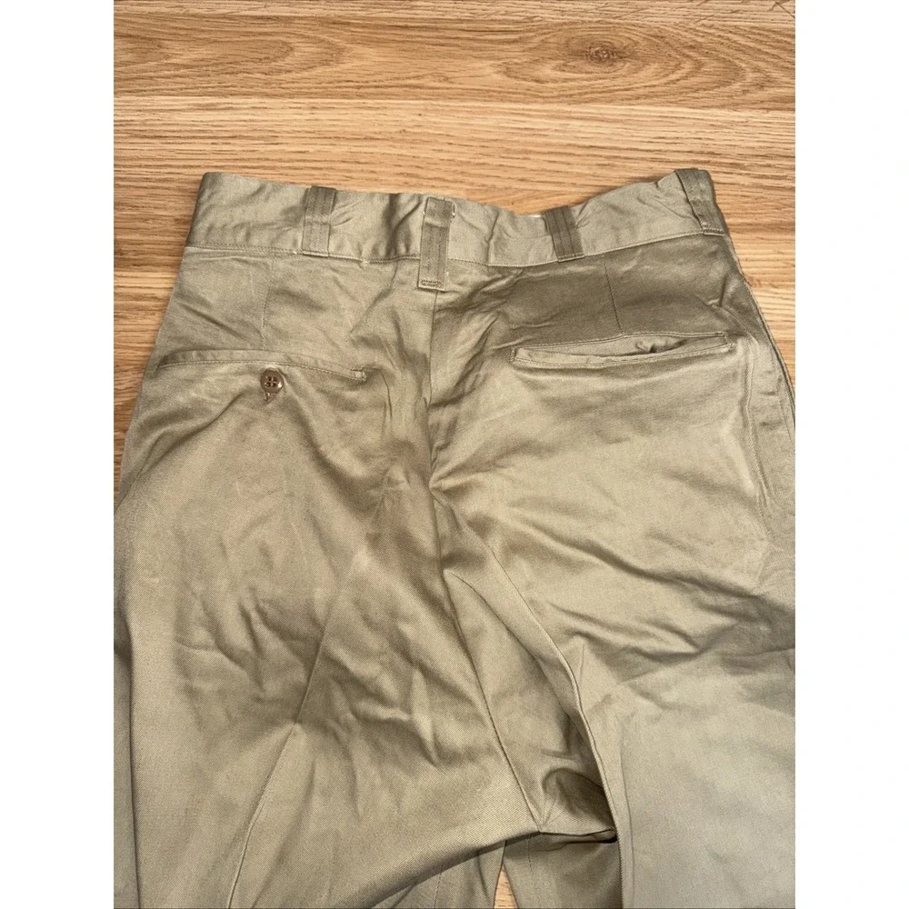 Vintage 1950s Military Army Khaki Chinos 28x31 Gripper Zipper Straight Leg Pants